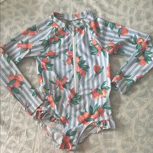 Old Navy Blue Striped Floral Swimsuit